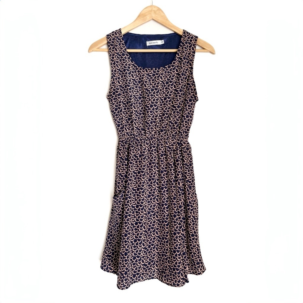 Eye Candy Sleeveless A-Line Mini Dress in Navy